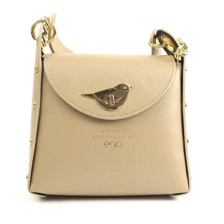 Дамска чанта от естествена кожа бежова ES0144CR 150024JZ, Бежов, Универсален