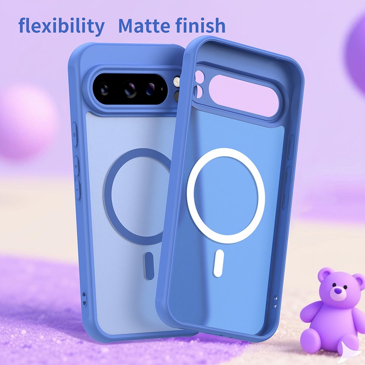 Husa pentru Google Pixel 10, SKYDDAR INNOVATION, HaloFrost MagSafe II, Antisoc, set cu sticker, Albastru