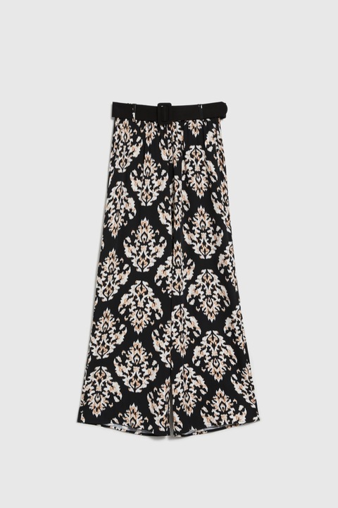 Pantaloni negri din vascoza cu curea, Negru