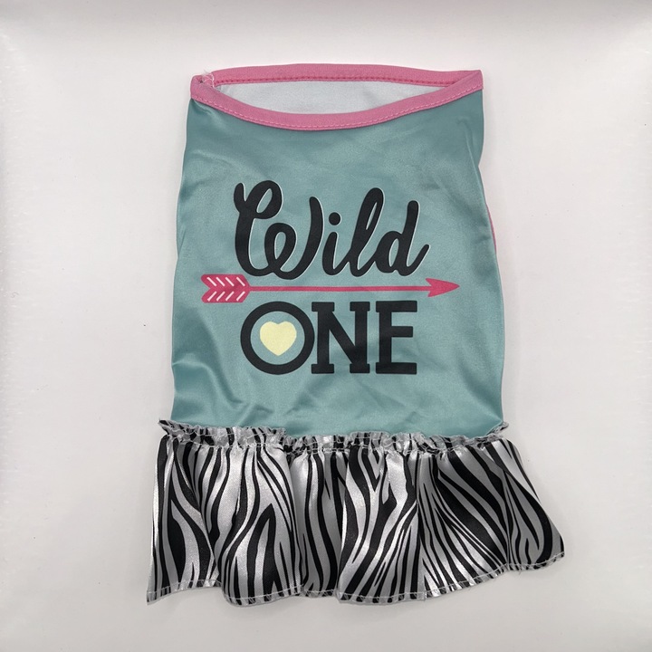 Haine animale de companie, Bonnie, Medium, Tirkouaz, "Wild One" cu zebre