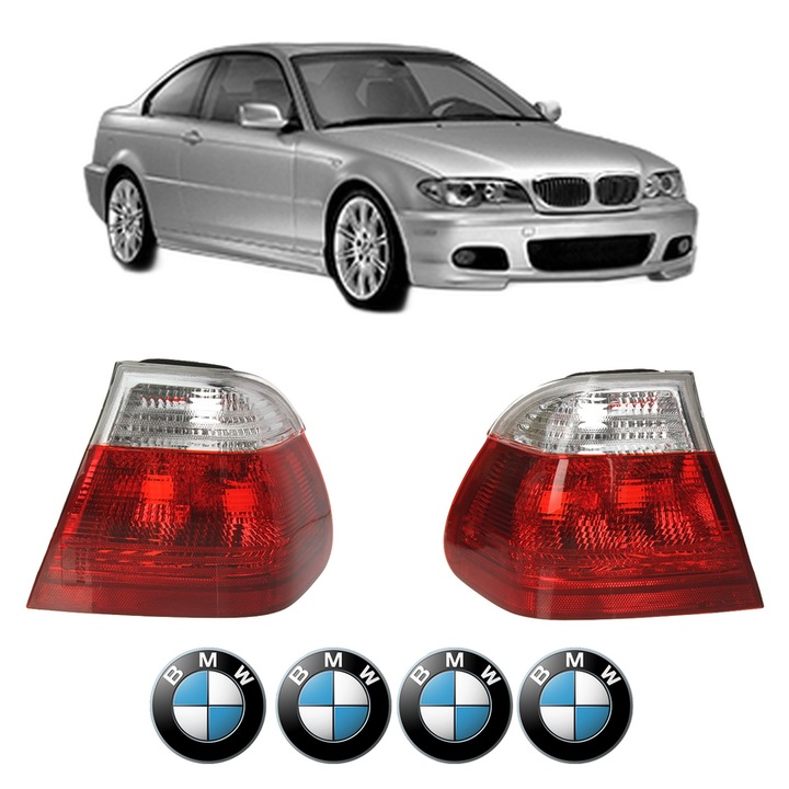 Set Stopuri Spate Stanga Dreapta BMW Seria 3 Coupe (E46) din 1998-2006, Auto, DEPO, 4x Stickere auto cu BMW