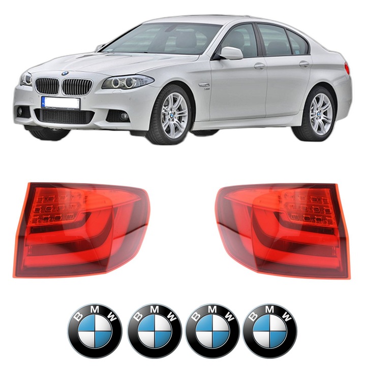 Set Stopuri Spate Stanga Dreapta BMW Seria 5 (F10) din 2009-2016, Auto, DEPO, 4x Stickere auto cu BMW