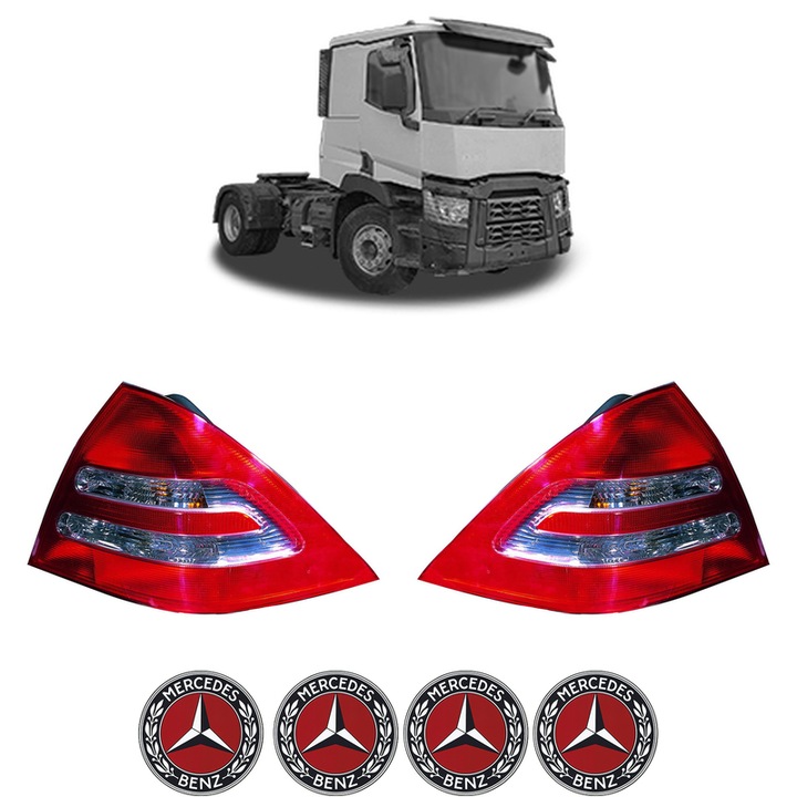 Set Stopuri Spate Stanga Dreapta MERCEDES-BENZ C din 1993-2021, Auto, DEPO, 4x Stickere auto cu MERCEDES-BENZ