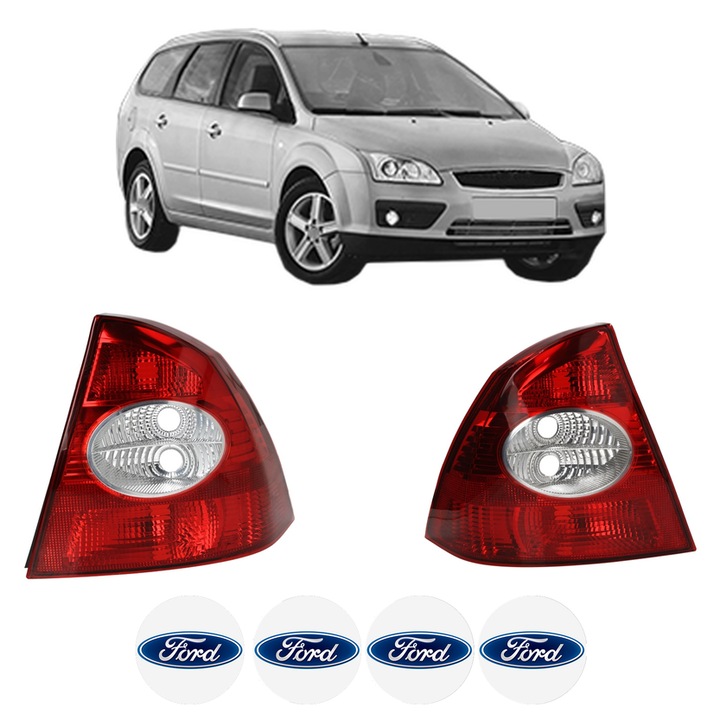 Set Stopuri Spate Stanga Dreapta FORD FOCUS II Turnier (DA_, FFS, DS) din 2004-2012, Auto, DEPO, 4x Stickere auto cu FORD