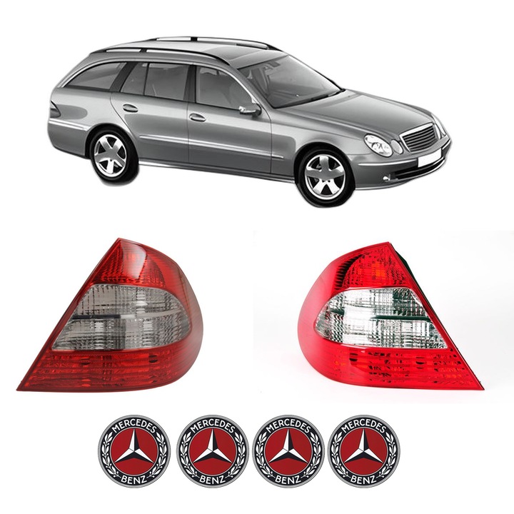 Set Stopuri Spate Stanga Dreapta MERCEDES-BENZ E-CLASS T-Model (S211) din 2003-2009, Auto, DEPO, 4x Stickere auto cu MERCEDES-BENZ