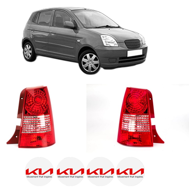 Set Stopuri Spate Stanga Dreapta KIA PICANTO I (SA) din 2004-2011, Auto, DEPO, 4x Stickere auto cu KIA