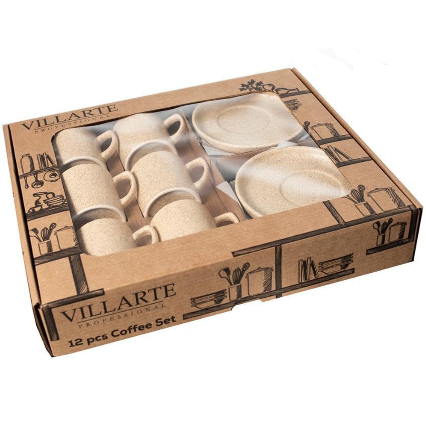 Set 12 piese de cafea Villarte Tetris, ceramica, 110 ml