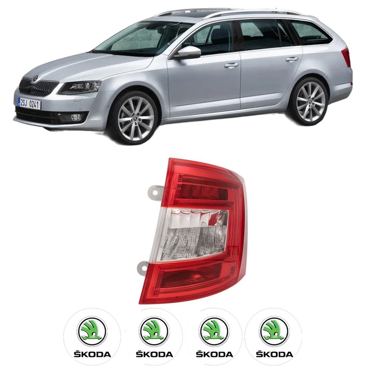 Lampa Stop Spate Dreapta SKODA OCTAVIA III Combi (5E5, 5E6) din 2012-2020, Auto, TYC, 4x Stickere auto cu SKODA