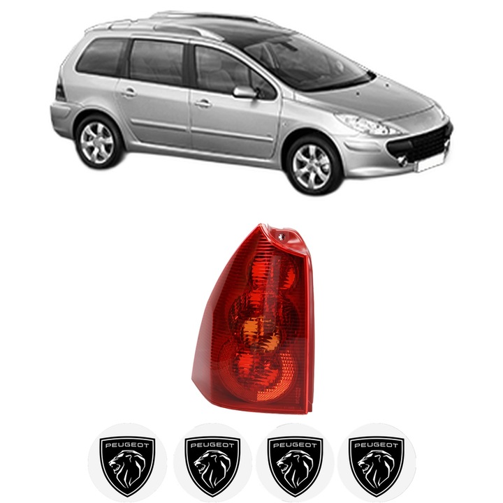 Lampa Stop Spate Stanga PEUGEOT 307 SW (3H) din 2002-2009, Auto, TYC, 4x Stickere auto cu PEUGEOT