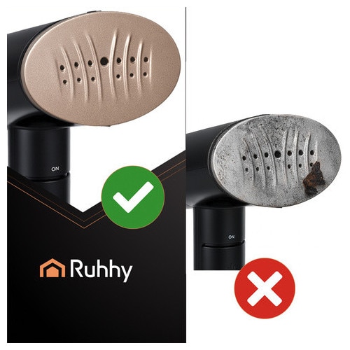 Parownica RUHHY 2000W, set cu klips pentru pantaloni si perie 2 in 1, neagra, 28x11,5x13cm