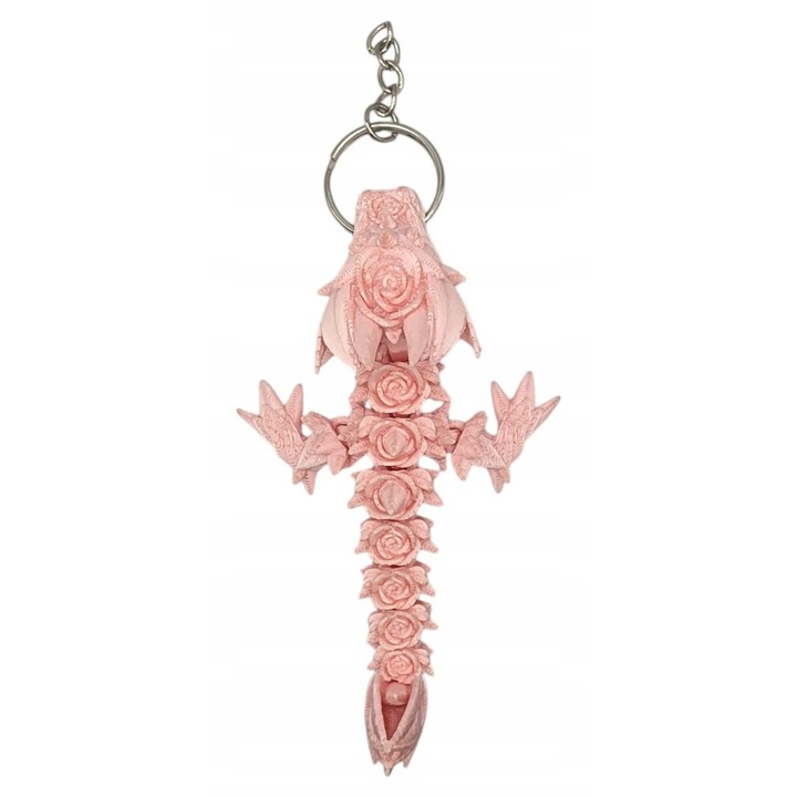 Kulcstartó, összetört sárkány, MoranQ, rózsaszín, 11x5cm