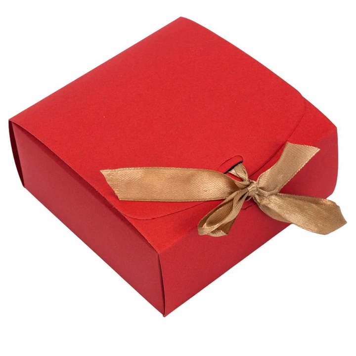 Cutie rosie de carton cu funda 11.5x11.5x5cm - 1 buc