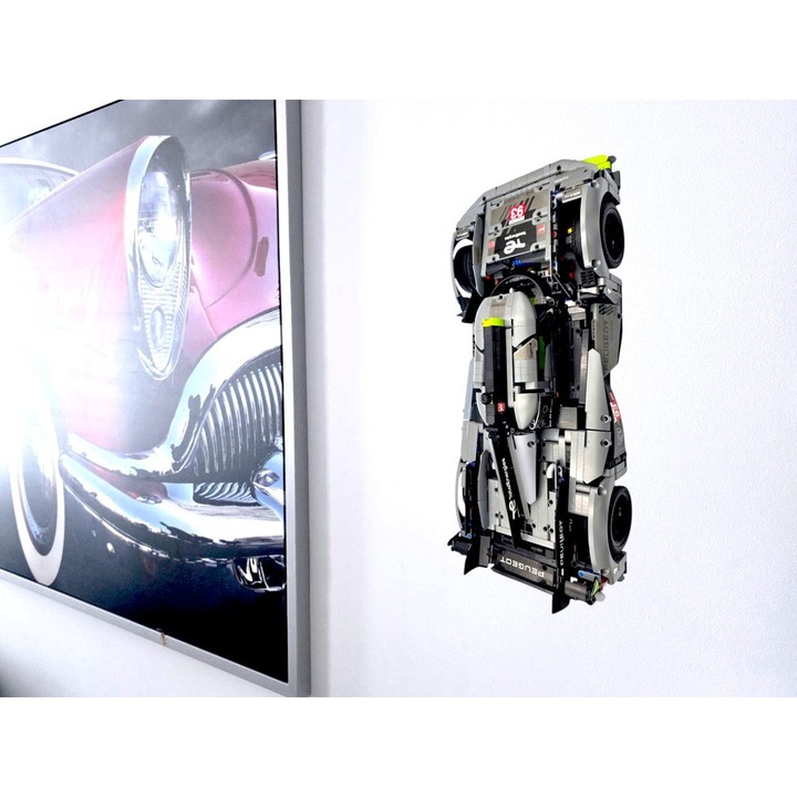 Vitrin LEGO Peugeot 9X8 24H Le Mans Hybrid Hypercar modellhez, fekete, összeszerelő készlettel