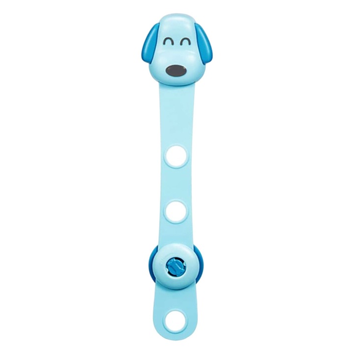 Siguranta pentru Usa Copii, Sistem de Blocare Sertar, Dulap, Frigider, cu Adeziv, Sistem de Inchidere Dublu, Model Catelus, Albastru