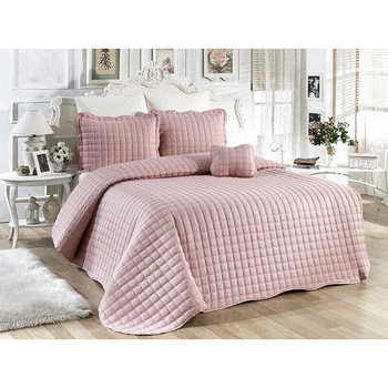 Cuvertura brodata 220/240 cm +3 fete perna ,Casa Sabry ,pudra Cuvertura brodata 220/240 cm +3 fete perna ,Casa Sabry ,pudra