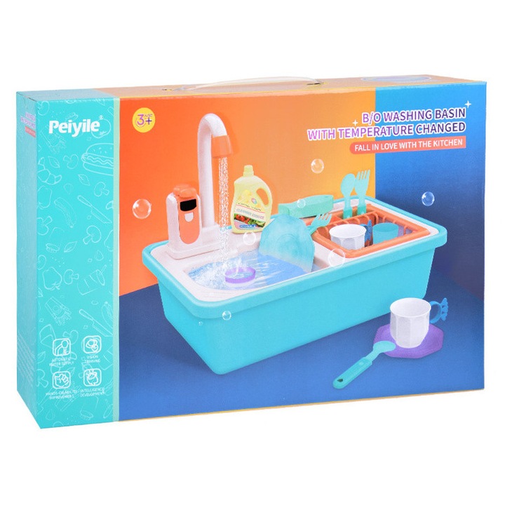 Chiuveta cu functie de recirculare apa pentru copii, dimensiune 41 x 25.5 x 29 cm, accesorii incluse