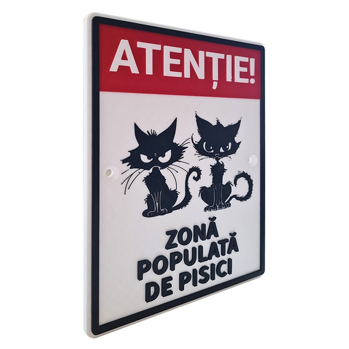 Indicator de avertizare "ATENTIE! ZONA POPULATA DE PISICI"