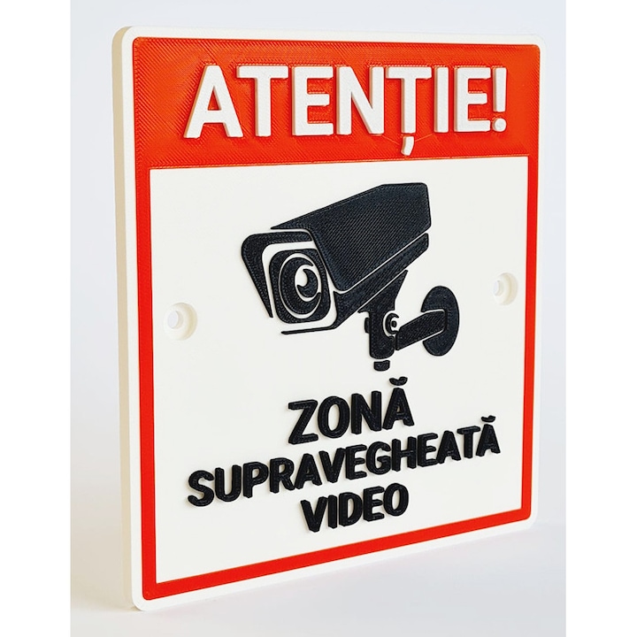 Indicator de avertizare "ATENTIE! ZONA SUPRAVEGHEATA VIDEO"