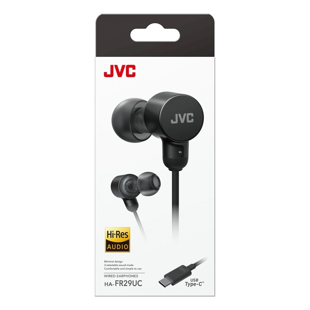 Casti JVC HA-FR29UC-B-U, Cu fir, In-Ear, Microfon, USB-C, Functie Mod Sunet, Husa, negru