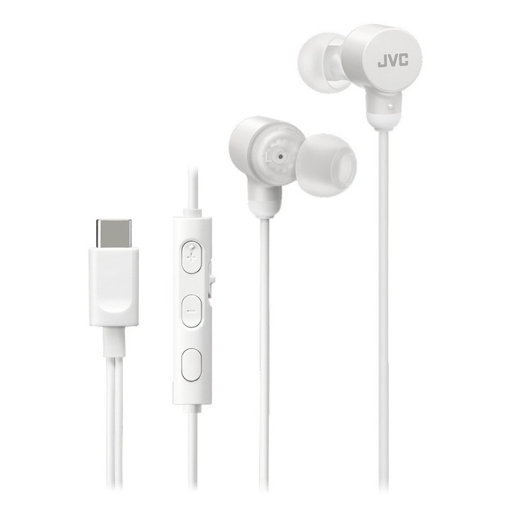 Casti JVC HA-FR29UC-W-U, Cu fir, In-Ear, Microfon, USB-C, Functie Mod Sunet, Husa, alb