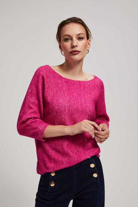 Pulover fucsia cu maneca 3/4, Fucsia