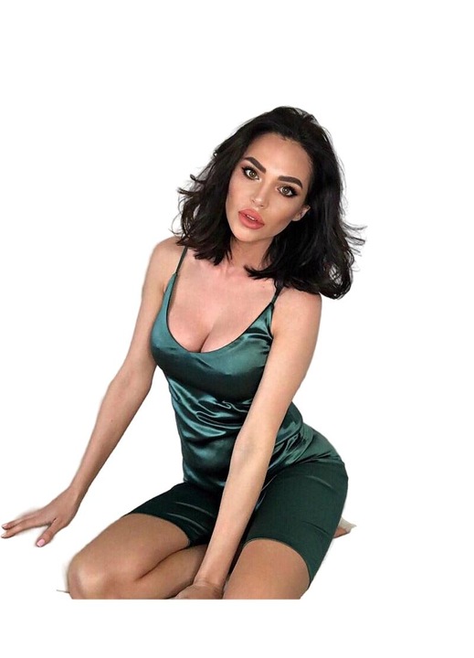 Compleu casual satinat verde, C 002v