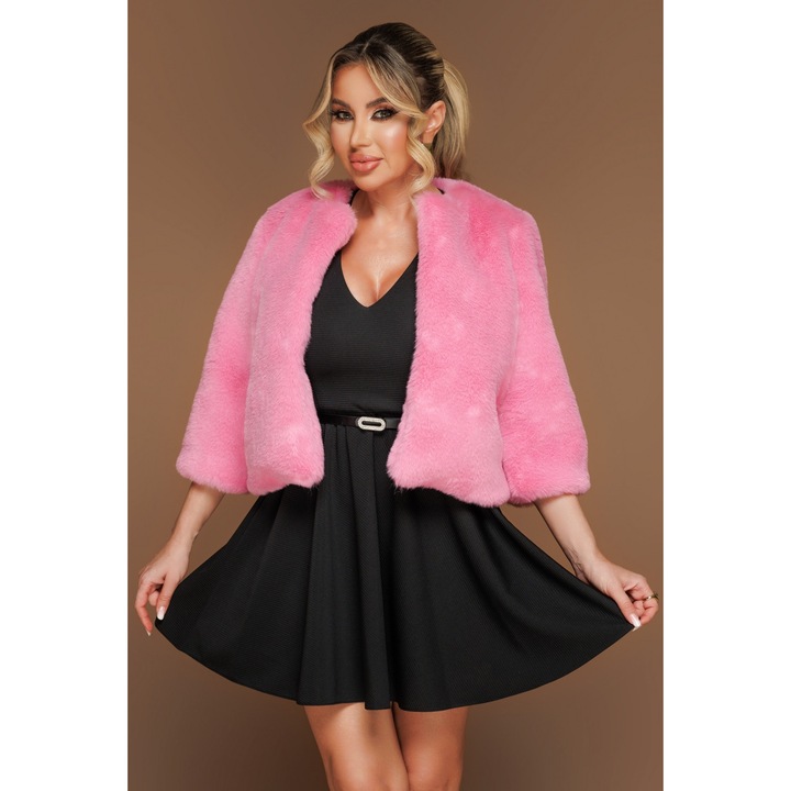 Rózsaszín szőrme kabát, XS