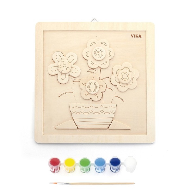 Set de creatie - Picteaza o vaza cu flori, lemn, Viga