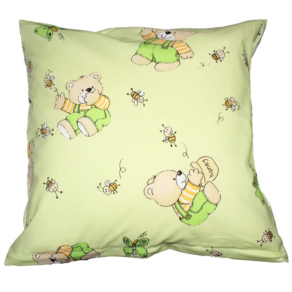 Perna, ursulet cu albinute, verde, 40x40 cm