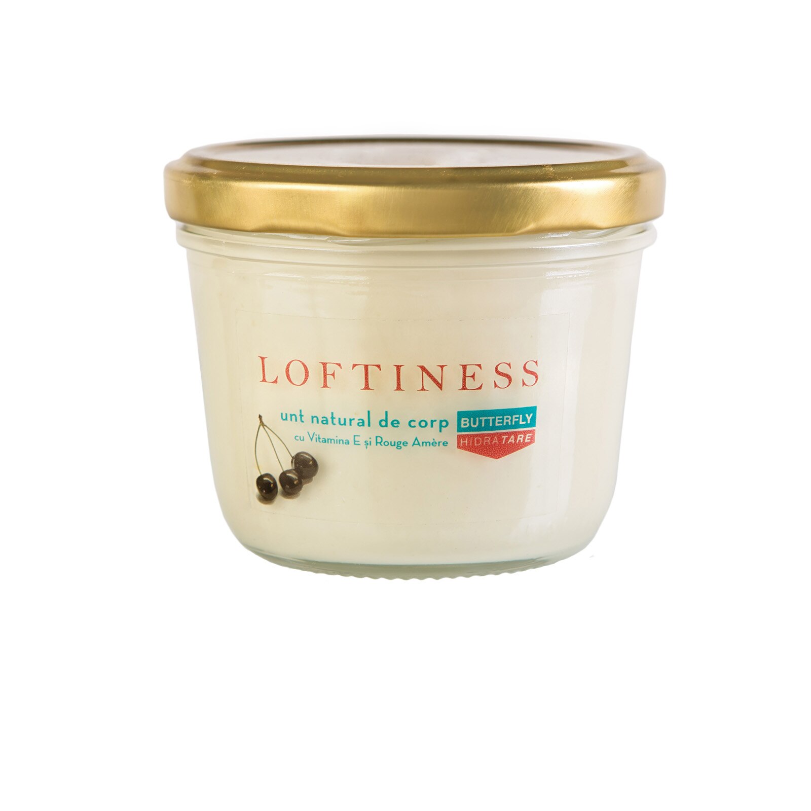 Unt de Corp cu Cirese Amare - Loftiness Butterfly cu Unt de Shea, Cacao Vitamina A si E - 230ml