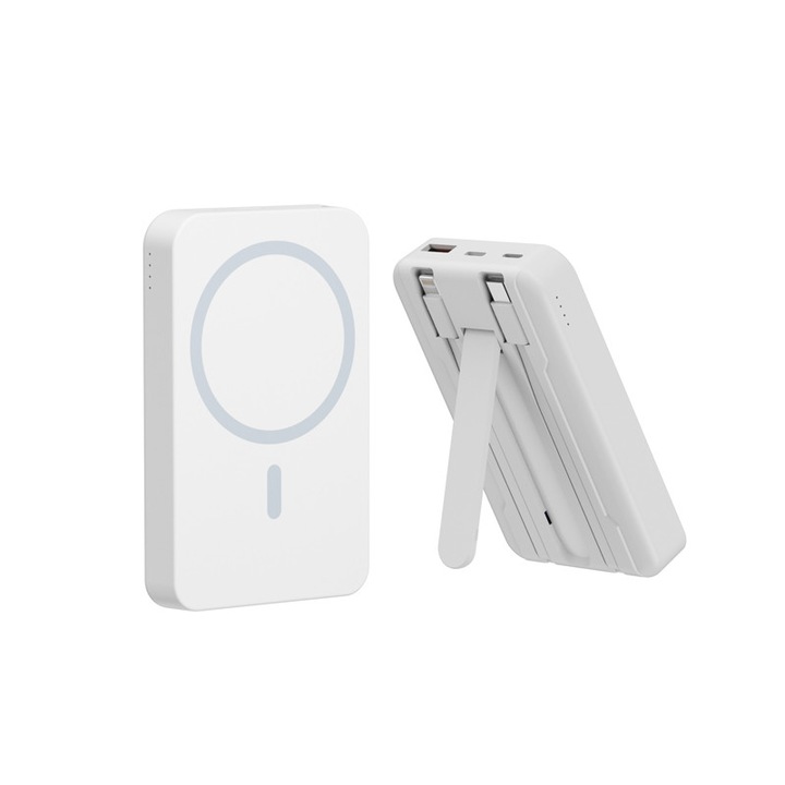 Baterie externa Yaju 10.000mAh, incarcare rapida 22.5W, 3 porturi USB, wireless, Rlb, 107x66x20mm