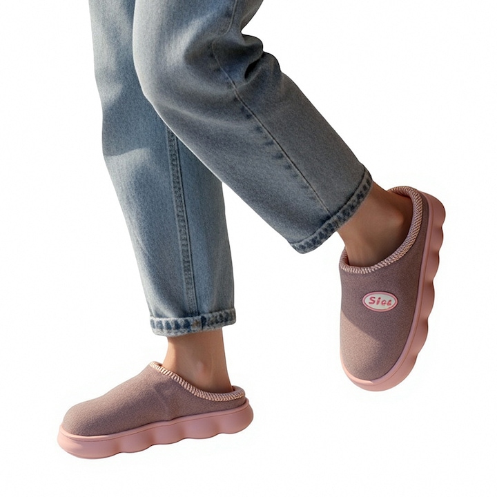 Пухкави домашни пантофи A-813розови 121797, Розово, 36-37