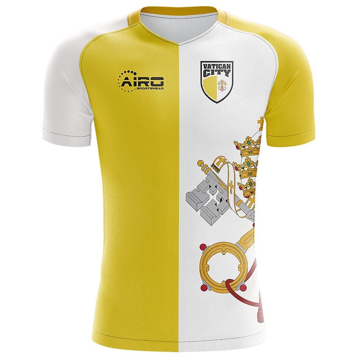 Tricou sportiv barbati, Vatican City, concept, alb, galben, Airo Sportswear