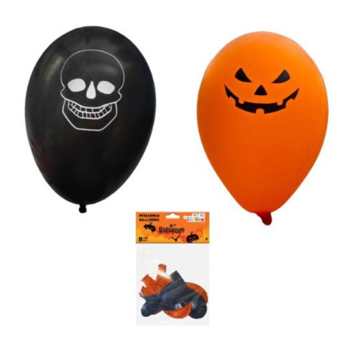 Halloween lufi, 8 darab, fekete-narancssárga