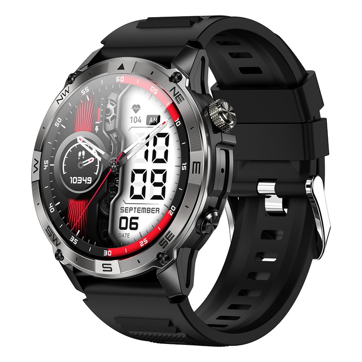 Смарт часовник Xmart HK08, GPS, AMOLED, Aways on, IP67, Универсален, Черен