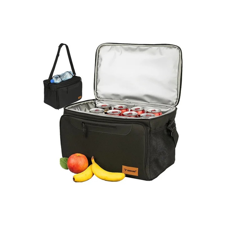 Термочанта Trizand, вместимост 30 литра, водоустойчива, регулируема презрамка, 46x27x30 см, черна