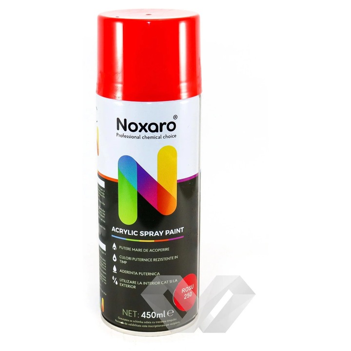 Vopsea auto Noxaro spray roșu 450ml, utilizare pe metal