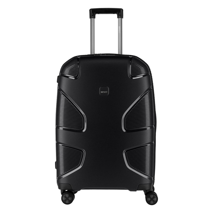 Troler mediu IMPACKT IP1 M, negru, 73l, 4 roți duble, fabricat din plastic reciclat