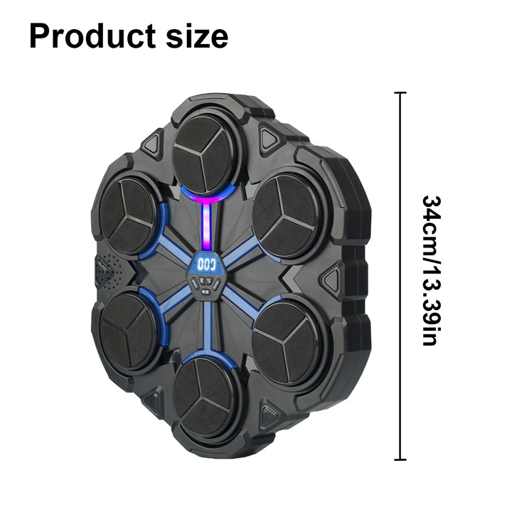 Juksun intelligens boxszett Bluetooth kapcsolattal, LED kijelzővel, kesztyűvel, falra szerelhető, fekete, 34x36cm