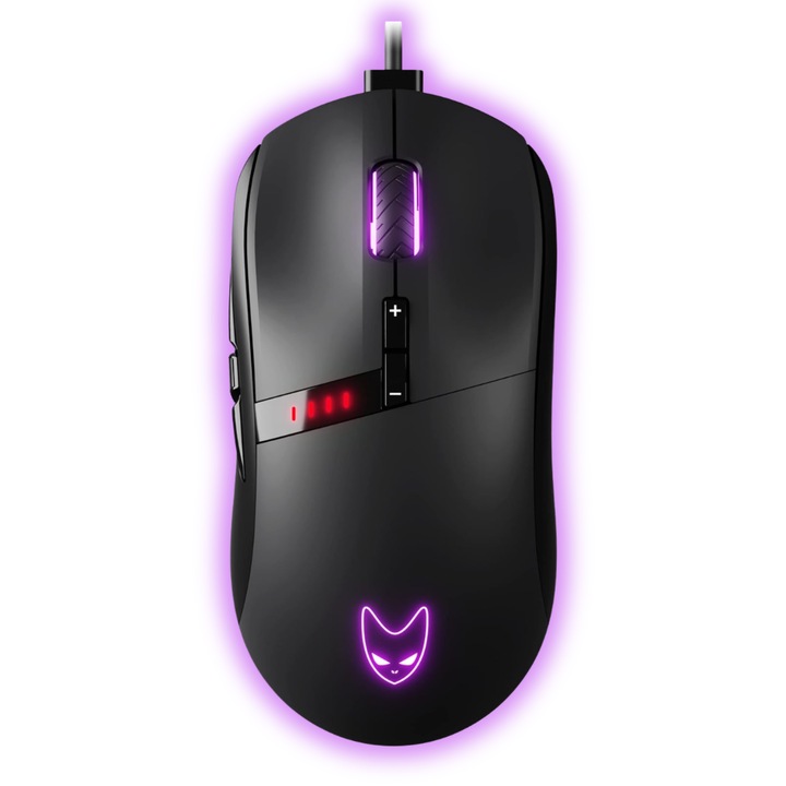 Mouse Gaming Oversteel Invar USB, 12400 DPI, 9 Butoane Programabile, Senzor Pixart 3327, Iluminare RGB 10 Moduri, Design Ergonomic, Ultra Usor, PC/Mac, Negru