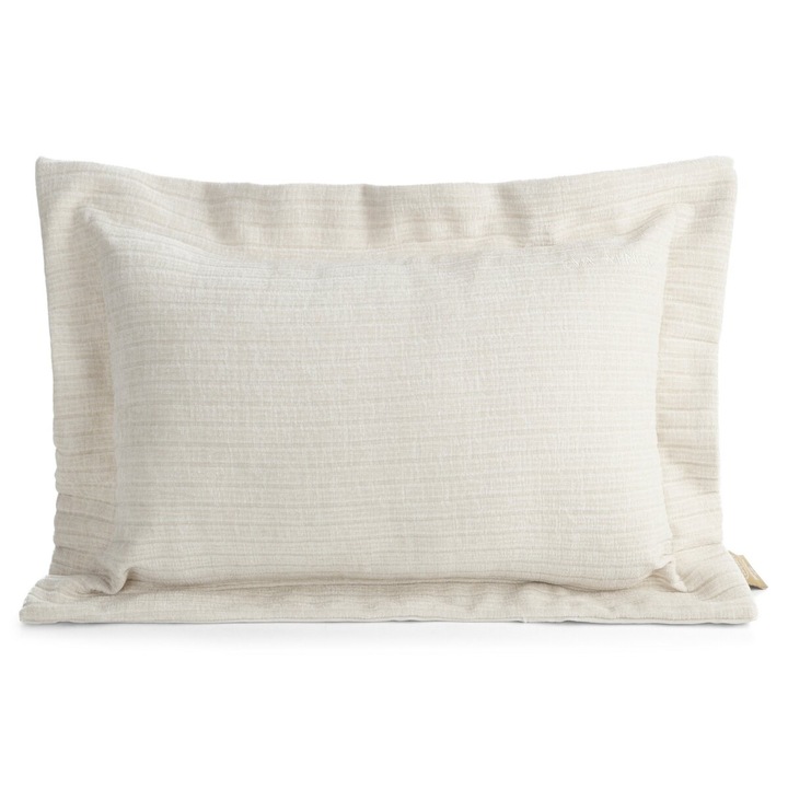 Fată de pernă Eurofirany, cremos, 40x60cm, material chenille și catifea, design elegant