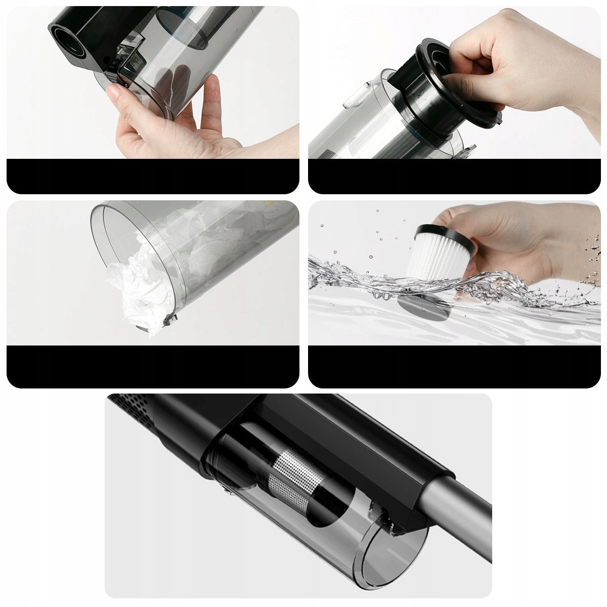 Aspirator Vertical 2 In 1 Cu Accesorii, Enchen, V3 Plus, Motor Puternic De 120W Pentru O Putere De Aspiratie Mare, Capacitate Recipient Pentru Praf De 1, 2 L, Timp De Functionare In Modul Eco De Pana La 30 De Minute, Negru