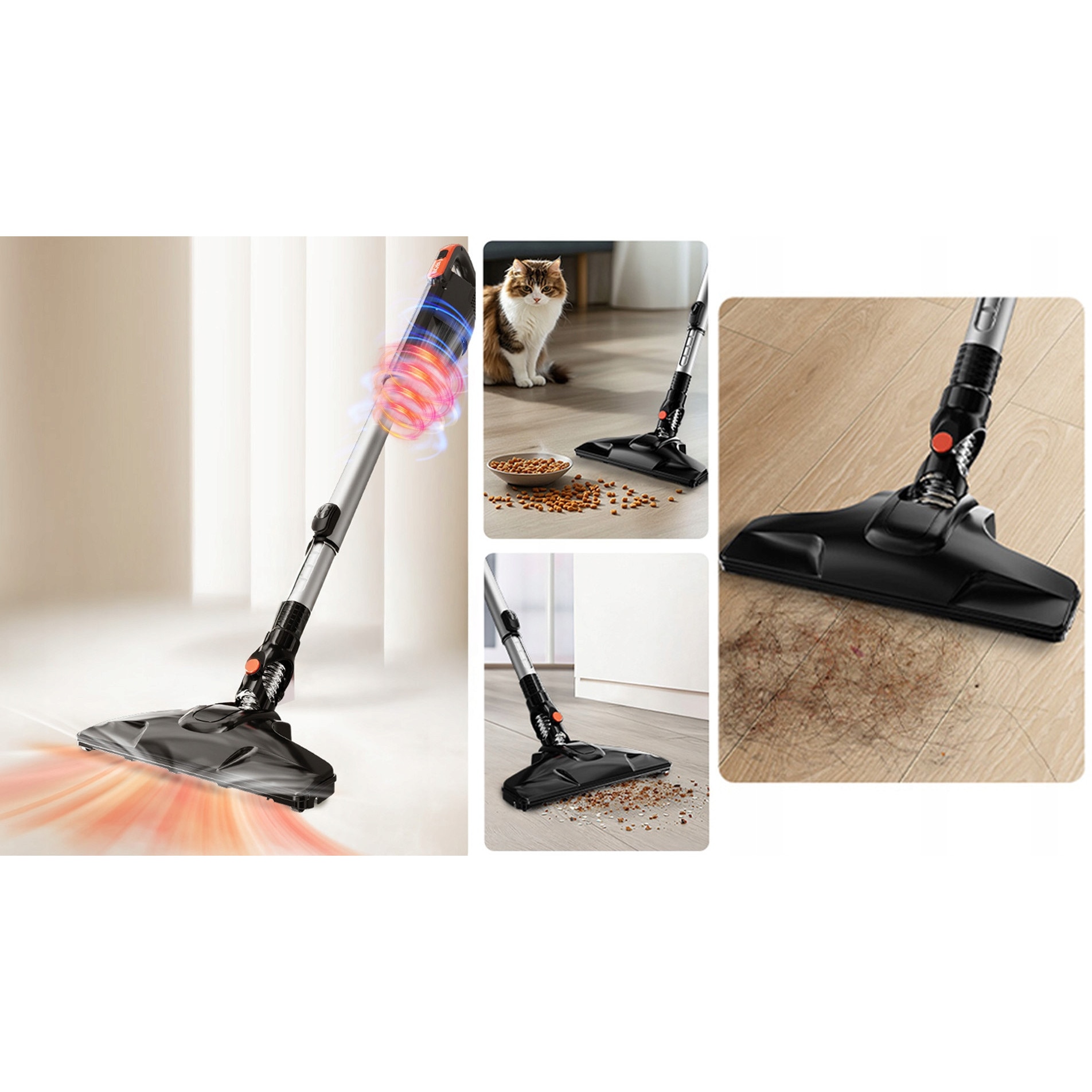 Aspirator Vertical 2 In 1 Cu Accesorii, Enchen, V3 Plus, Motor Puternic De 120W Pentru O Putere De Aspiratie Mare, Capacitate Recipient Pentru Praf De 1, 2 L, Timp De Functionare In Modul Eco De Pana La 30 De Minute, Negru