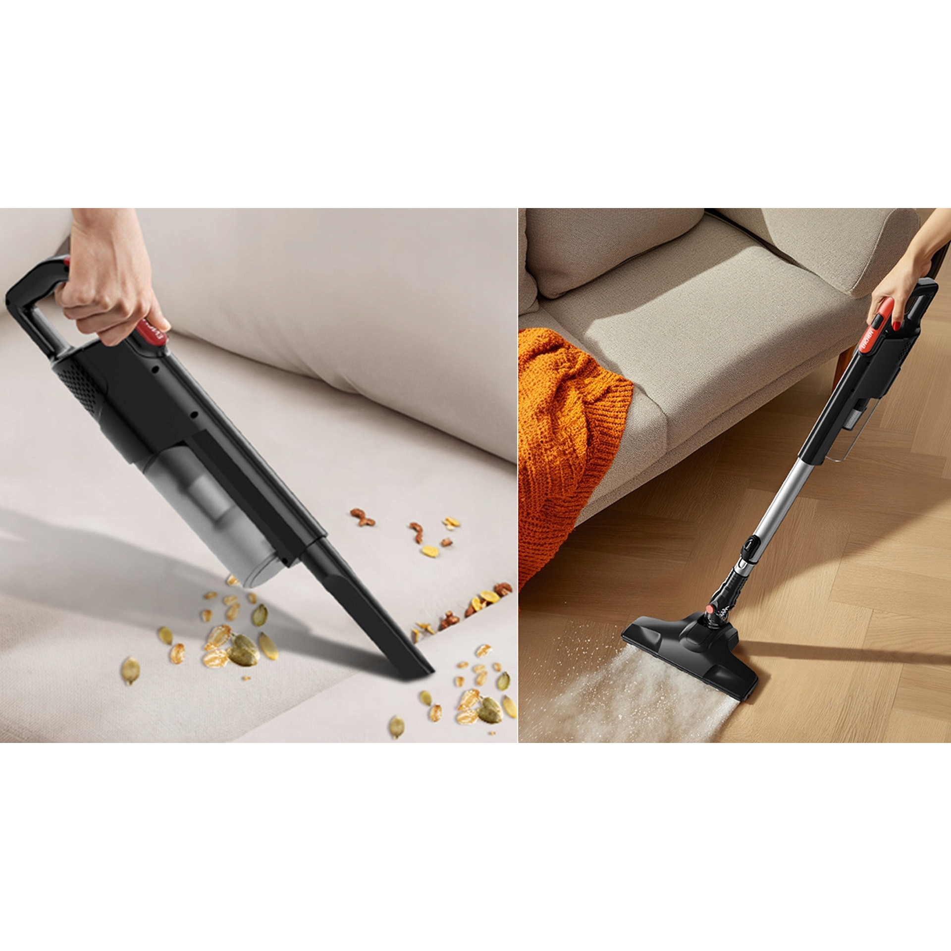 Aspirator Vertical 2 In 1 Cu Accesorii, Enchen, V3 Plus, Motor Puternic De 120W Pentru O Putere De Aspiratie Mare, Capacitate Recipient Pentru Praf De 1, 2 L, Timp De Functionare In Modul Eco De Pana La 30 De Minute, Negru