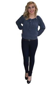 Pantaloni fashion cu croi cambrat, model lung,D&J Exclusive, Albastru marin Pantaloni fashion cu croi cambrat, model lung,D&J Exclusive, Albastru marin