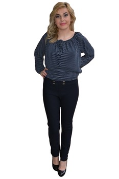 Pantaloni lungi, drept cu insertii metalice aurii,masura mareD&J Exclusive, Albastru marin Pantaloni lungi, drept cu insertii metalice aurii,masura mareD&J Exclusive, Albastru marin