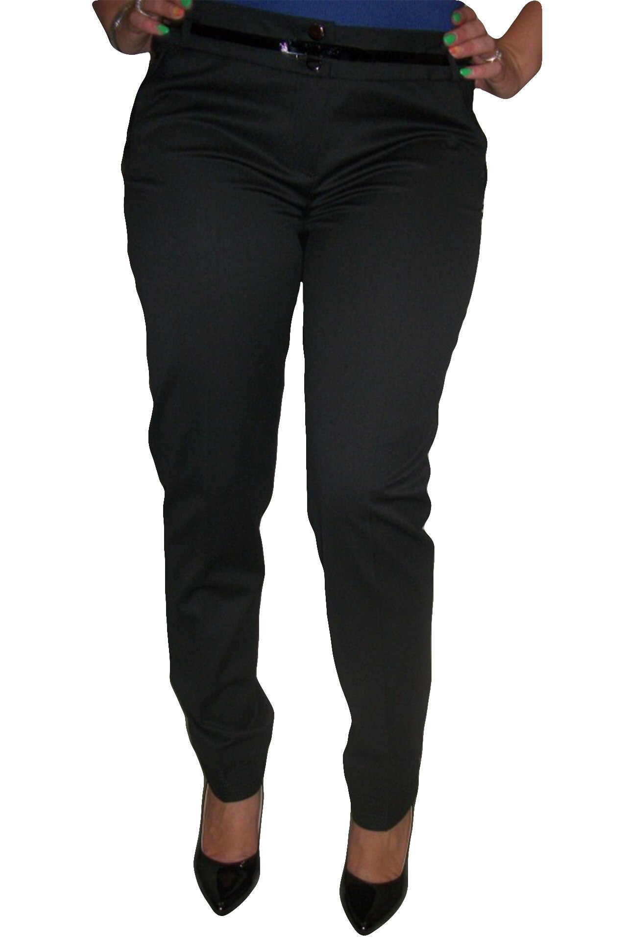 Pantaloni clasici, design de cusaturi aplicate,D&J Exclusive, Negru