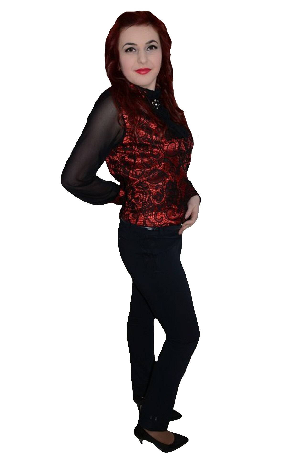 Pantaloni clasici, design de cusaturi aplicate,D&J Exclusive, Albastru marin