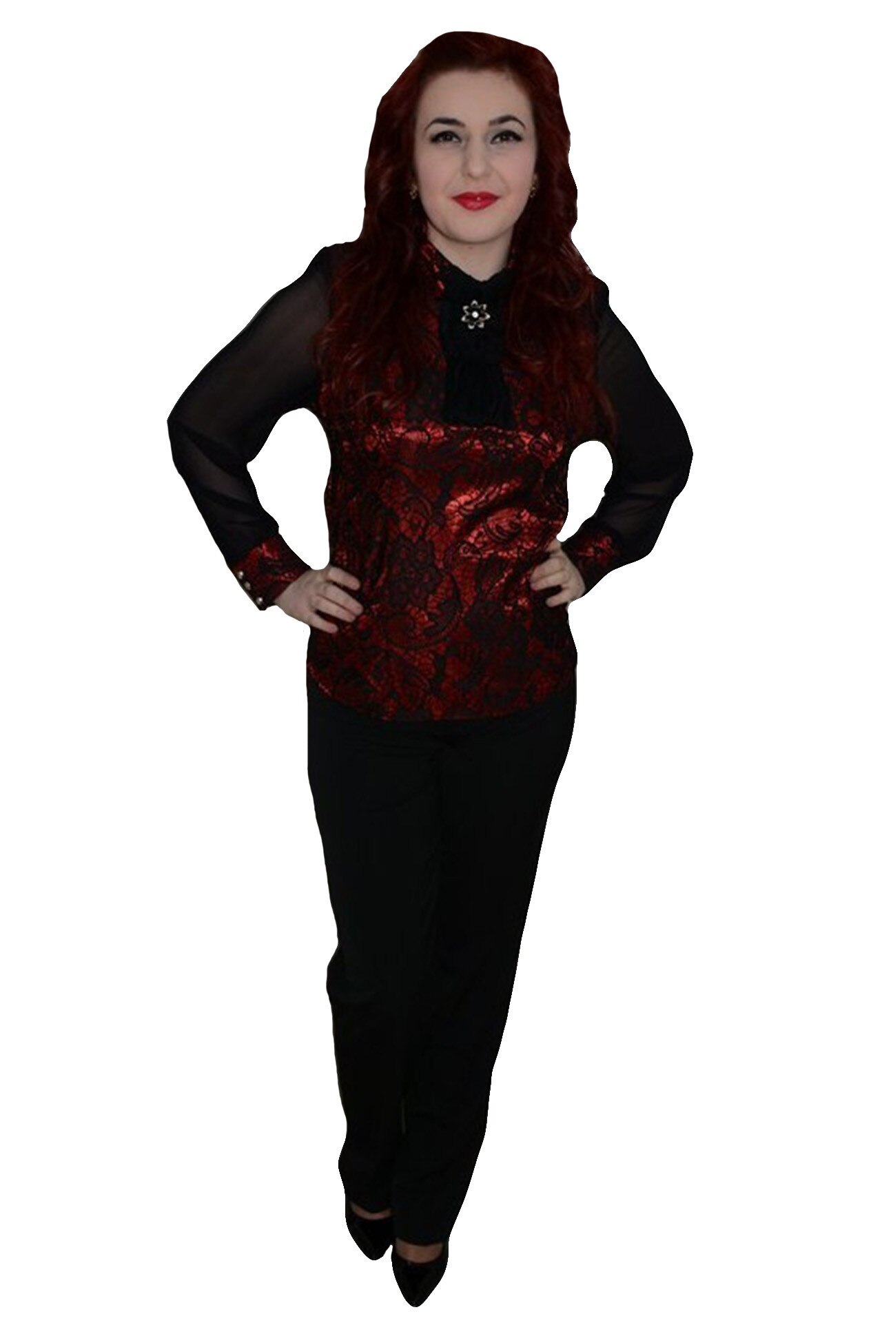 Pantaloni cu curelusa ,masura mare,D&J Exclusive, Negru, 42