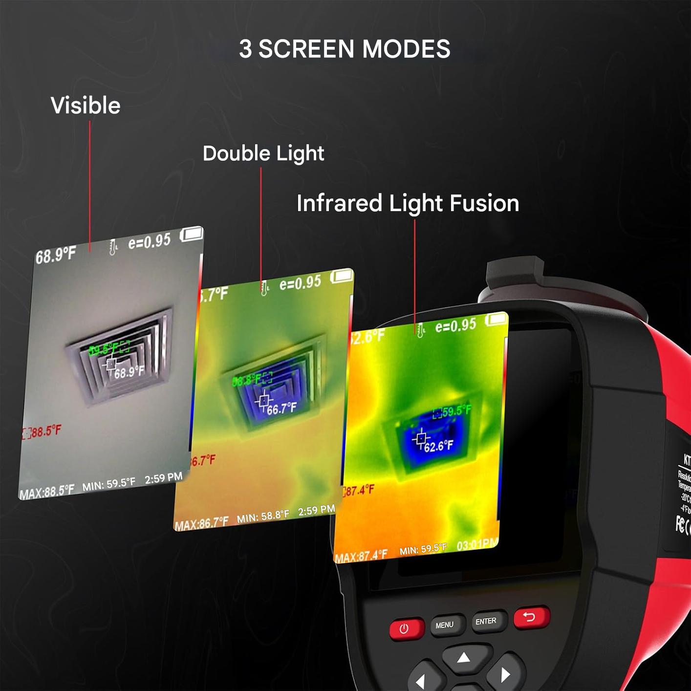 KAIWEETS Wärmebildkamera – 256x192 IR-Auflösung, -20°C Bis 550°C, 3 Bildmodi, 8h Akku, Inkl. PC-Software